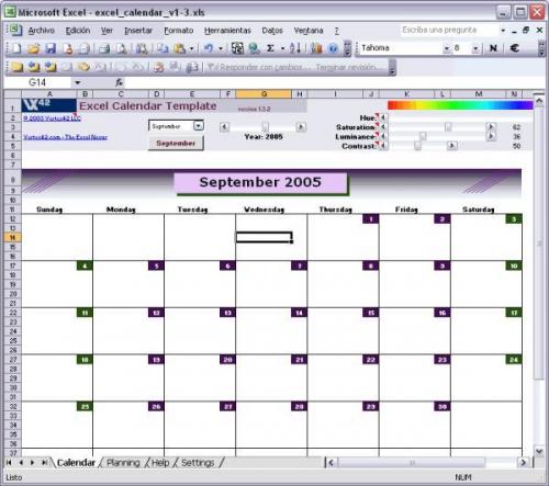 Excel Calendar Template - Download 1.3.2